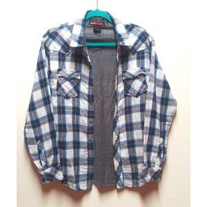 Tony Hawk Mens Shirt Sz L Gray Plaid Button Up Long Sleeve Light Flannel western